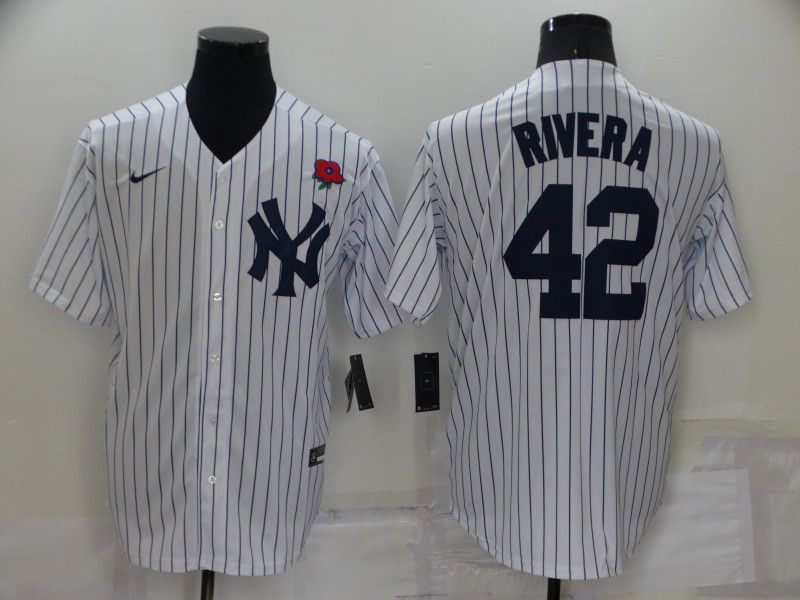 Men New York Yankees #42 Rivera White Strip Game 2022 Nike MLB Jersey